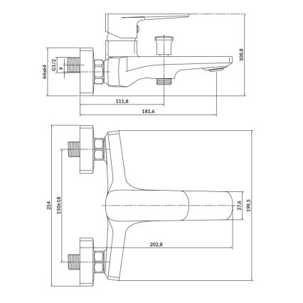 Cersanit S951-377 - Badekarbatteri LARGA blank krom