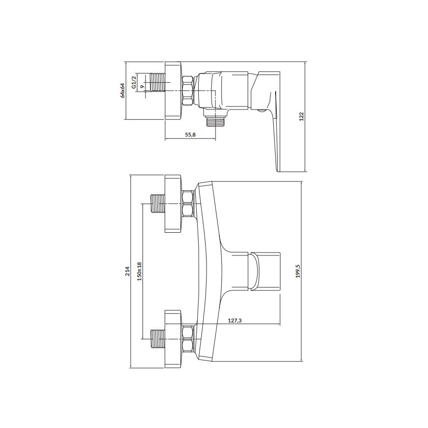 Cersanit S951-382 - Brusehane LARGA sort