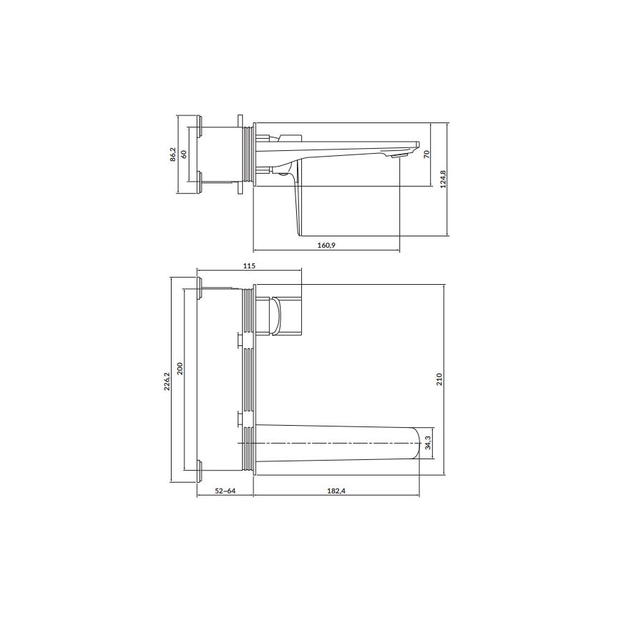 Cersanit S951-385 - Håndvaskarmatur til skjult installation LARGA sort