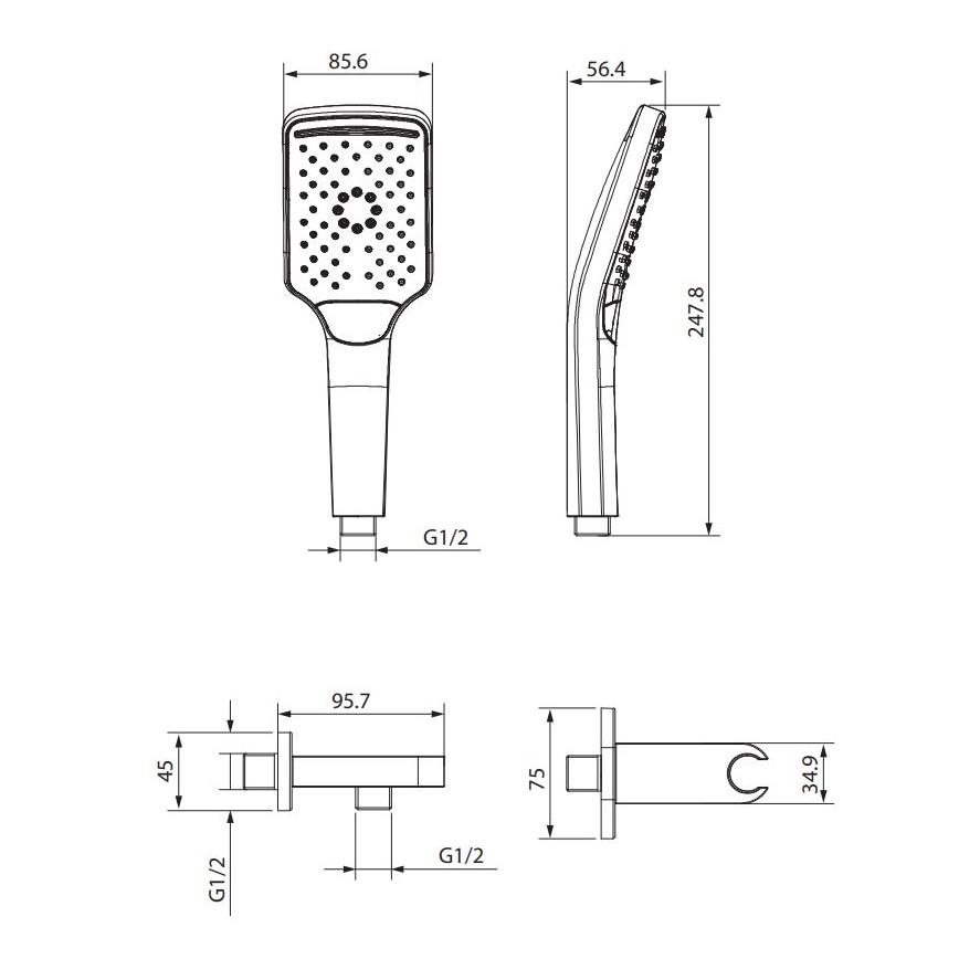 Cersanit S951-513 - LARGA brusesæt sort