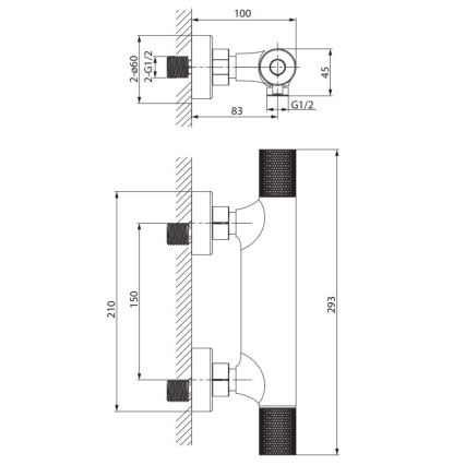 Cersanit S951-583 - Termostathane til bruser ZEN sort