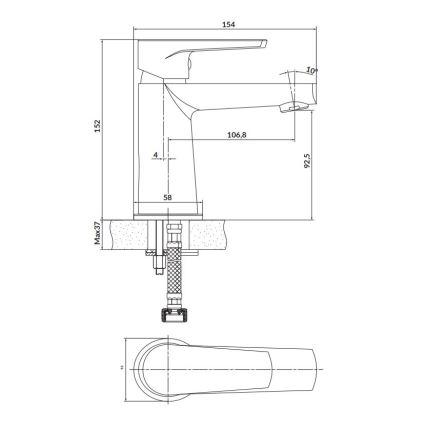 Cersanit S951-584 - Hane MODUO 15,2 cm sort