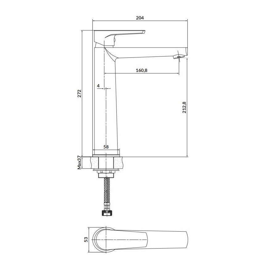 Cersanit S951-585 - Håndvaskarmatur MODUO 27,2 cm sort