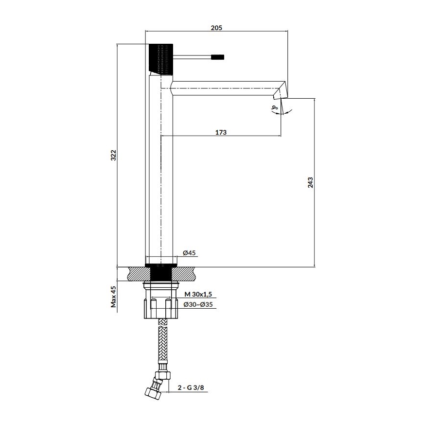 Cersanit S951-592 - Hane ZEN 32,2 cm skinnende krom