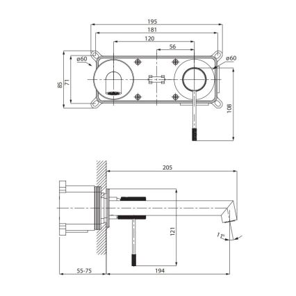 Cersanit S951-593 - Håndvaskarmatur til skjult installation ZEN skinnende krom