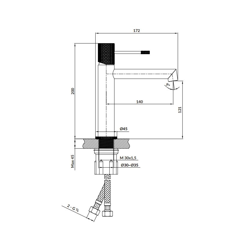 Cersanit S951-595 - Hane ZEN 20 cm sort