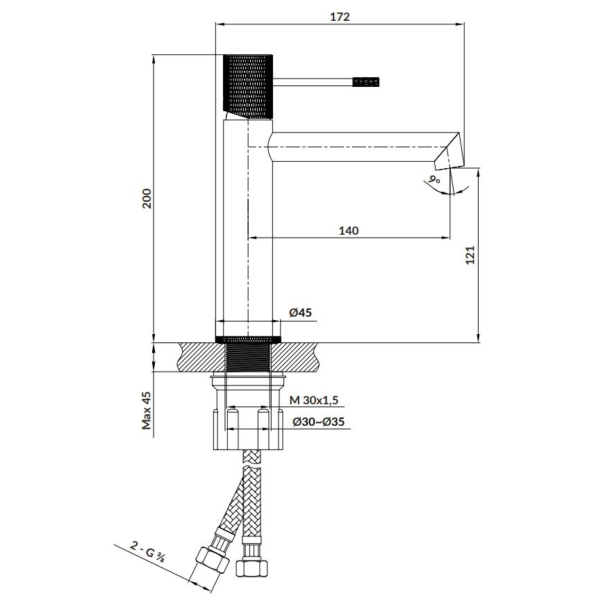 Cersanit S951-598 - Hane ZEN 20 cm sort
