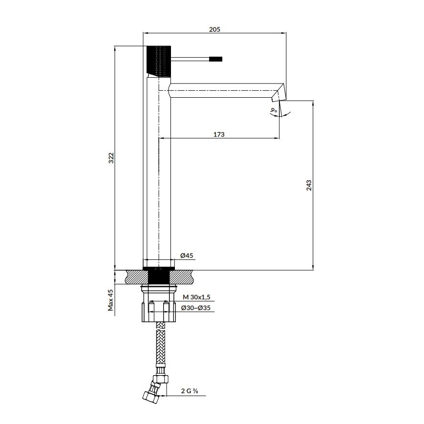 Cersanit S951-599 - Hane ZEN 32,2 cm sort