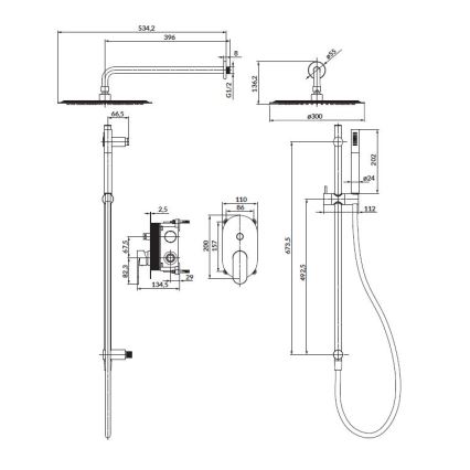 Cersanit S952-008 - Brusesæt med indbygget armatur CREA i blank krom
