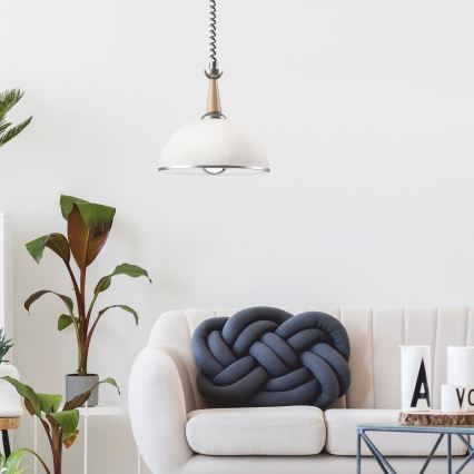 Udtrækslampe CHIARA 1xE27/60W/230V sølv/beige/bøg