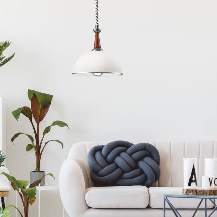 Udtrækslampe CHIARA 1xE27/60W/230V sølv/brun/bøg