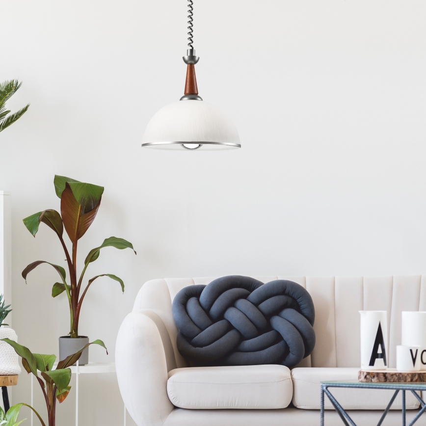 Udtrækslampe CHIARA 1xE27/60W/230V sølv/brun/bøg