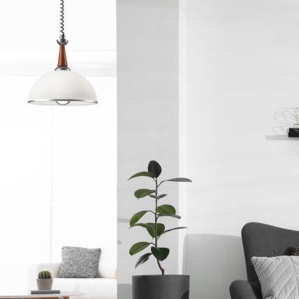 Udtrækslampe CHIARA 1xE27/60W/230V sølv/brun/bøg