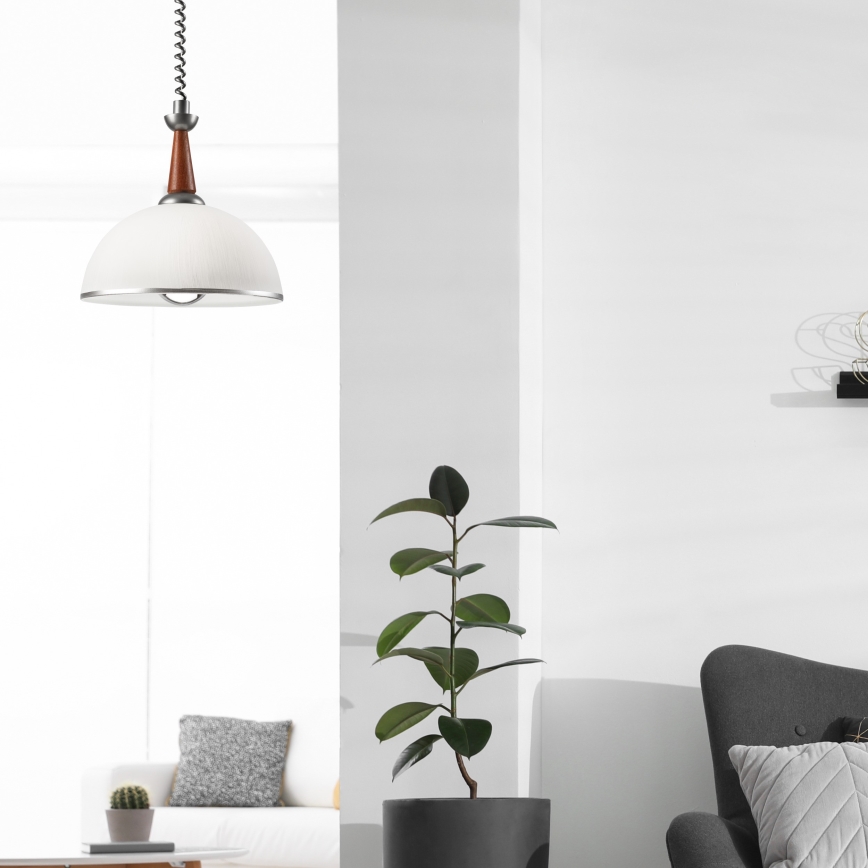 Udtrækslampe CHIARA 1xE27/60W/230V sølv/brun/bøg