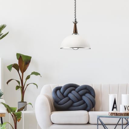 Udtræksloftlampe CHIARA 1xE27/60W/230V sølv/mørkebrun/bøg