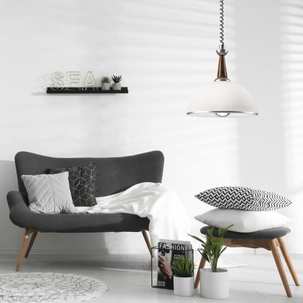 Udtræksloftlampe CHIARA 1xE27/60W/230V sølv/mørkebrun/bøg