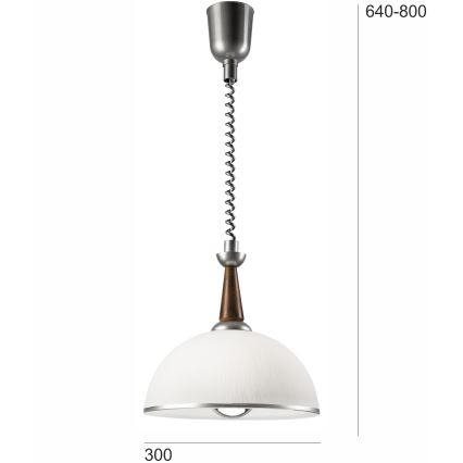 Udtræksloftlampe CHIARA 1xE27/60W/230V sølv/mørkebrun/bøg