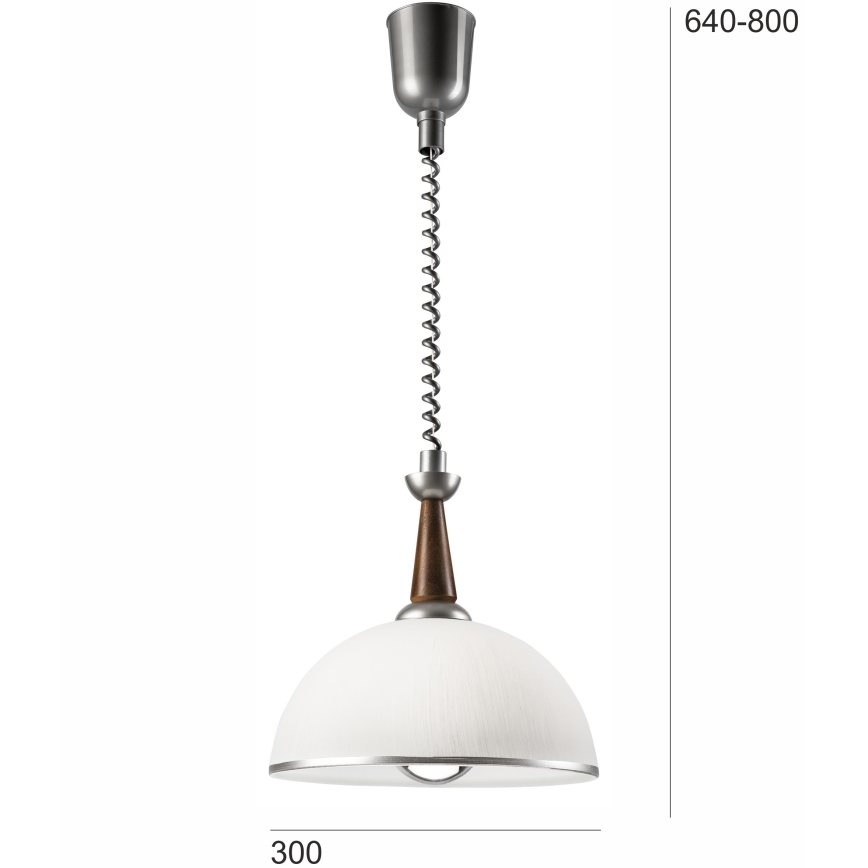 Udtræksloftlampe CHIARA 1xE27/60W/230V sølv/mørkebrun/bøg