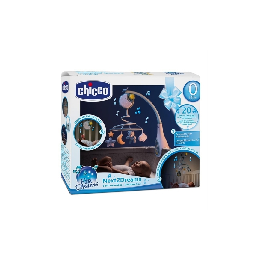Chicco - 3-i-1 Uro med musik til vugge NEXT2DREAMS 3xAA blå