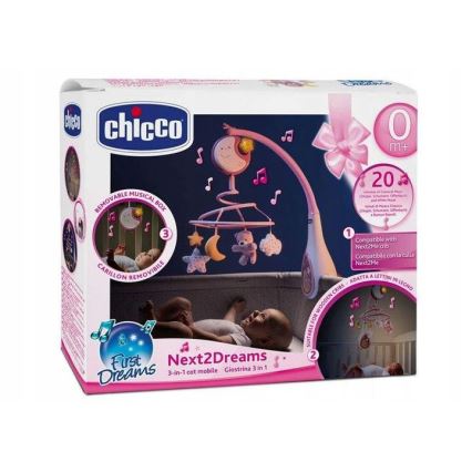 Chicco - 3-i-1 Uro med musik til vugge NEXT2DREAMS 3xAA pink