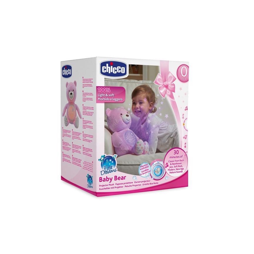 Chicco - Projektor med melodi BABY BEAR 3xAAA pink