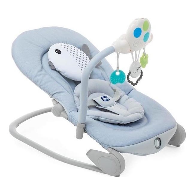 Chicco - Skråstol med vibration med melodi BALLOON Dots 2xAA + 1xLR20 blå