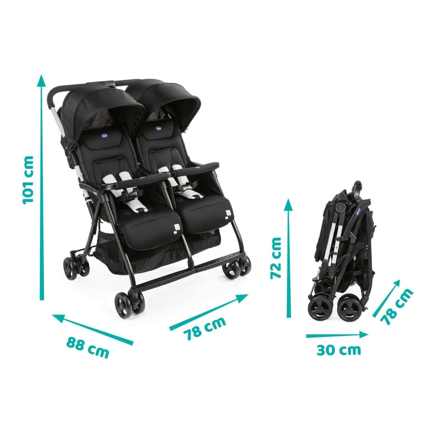 Chicco - Søskendevogn OHLALA TWIN Black Nat sort