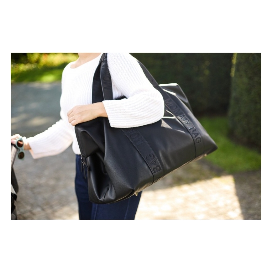 Childhome - Pusletaske MOMMY BAG LEATHER sort