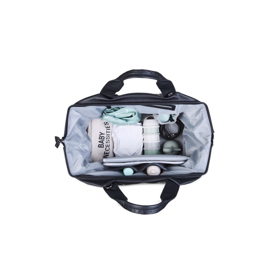 Childhome - Pusletaske MOMMY BAG LEATHER sort