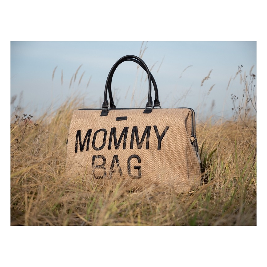 Childhome - Pusletaske MOMMY BAG RAFFIA LOOK beige