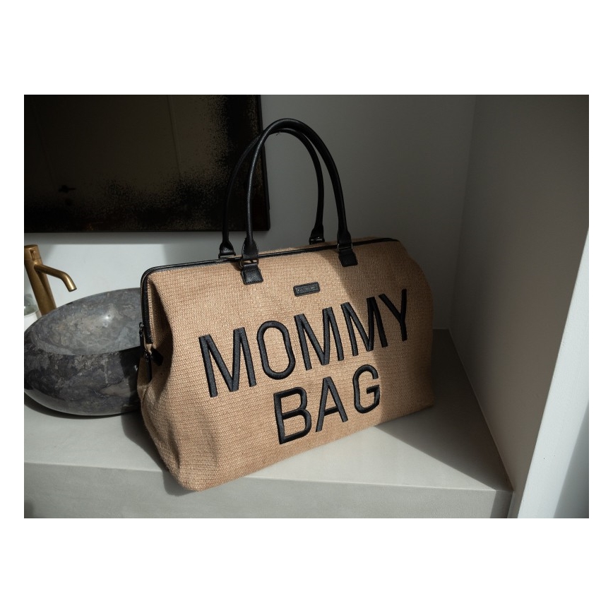 Childhome - Pusletaske MOMMY BAG RAFFIA LOOK beige