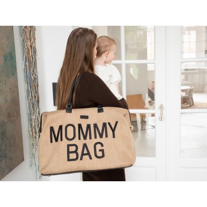 Childhome - Pusletaske MOMMY BAG RAFFIA LOOK beige