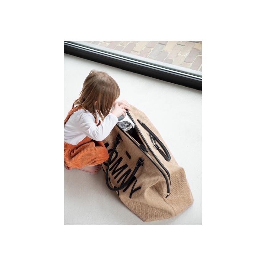Childhome - Pusletaske MOMMY BAG RAFFIA LOOK beige