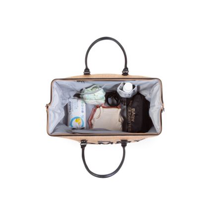 Childhome - Pusletaske MOMMY BAG RAFFIA LOOK beige
