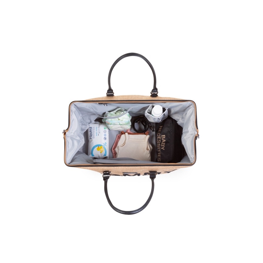Childhome - Pusletaske MOMMY BAG RAFFIA LOOK beige