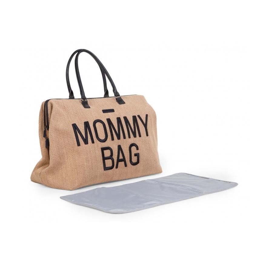 Childhome - Pusletaske MOMMY BAG RAFFIA LOOK beige