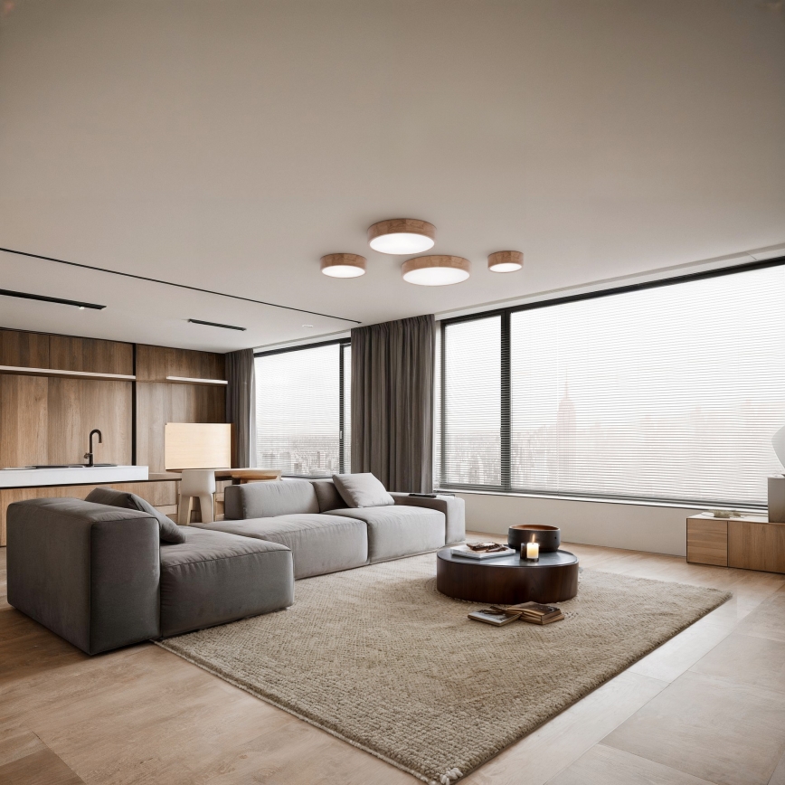 Loftlampe med bevægelses- og skumringssensor CLEO 6xE27/24W/230V Ø 80 cm eg