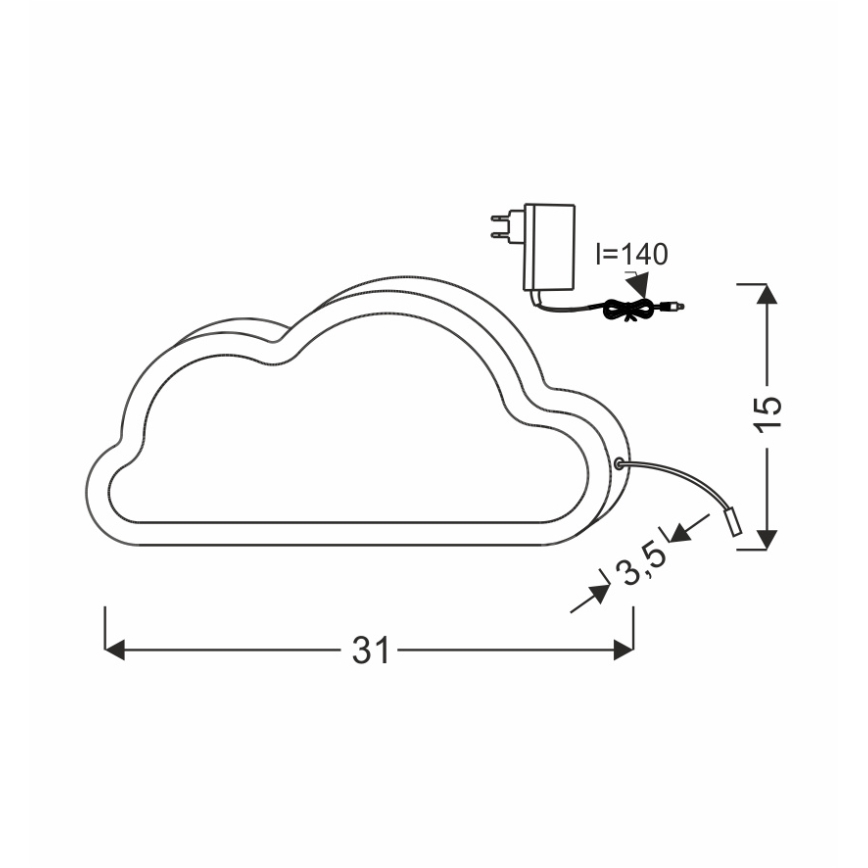 CLOUD LED-bordlampe til børn 11W/230V rosa