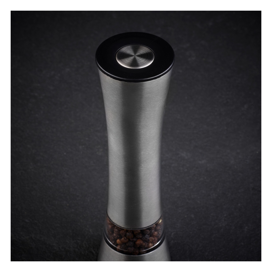 Cole&Mason - Elektrisk salt or pepper grinder BURFORD 4xAAA 18 cm mat krom