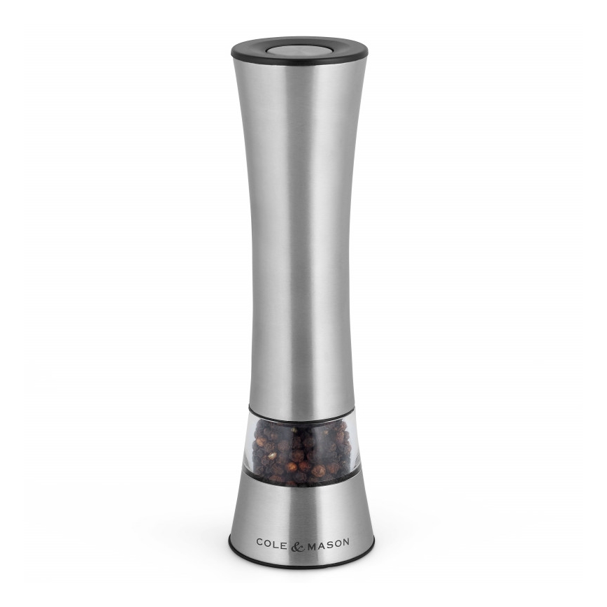 Cole&Mason - Elektrisk salt or pepper grinder BURFORD 4xAAA 18 cm mat krom