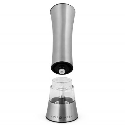 Cole&Mason - Elektrisk salt or pepper grinder BURFORD 4xAAA 18 cm mat krom