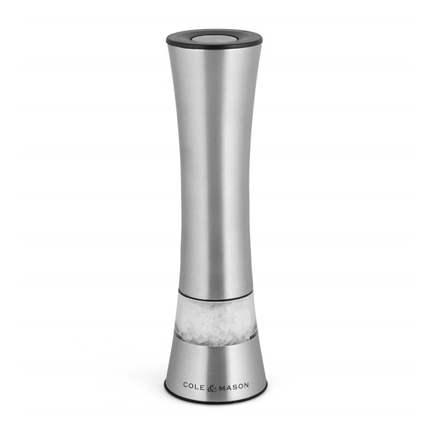 Cole&Mason - Elektrisk salt or pepper grinder BURFORD 4xAAA 18 cm mat krom