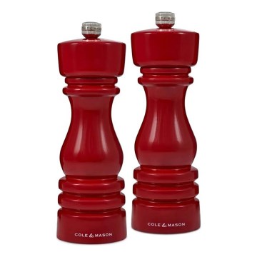 Cole&Mason - Salt- og pebekværne LONDON 2 stk. 18 cm bøg/rød