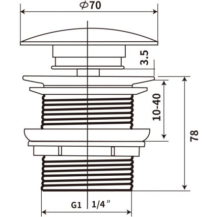 COMAD CLICK-CLACK T201MBG-3 - Afløb til håndvask CLICK-CLACK diameter 7 cm mat sort