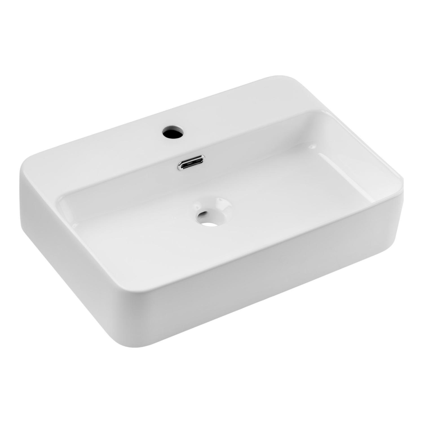 COMAD TRUST 2 HVID ( E-6282 ) - Bordmonteret håndvask TRUST 55x38 cm keramik/skinnende hvid
