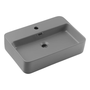 COMAD TRUST 2 MATT LIGHT GREY ( E-6282 ) - Bordmonteret håndvask TRUST 55x38 cm keramik/mat grå