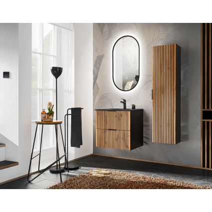 COMAD XILO BLACK WOTAN 82-60-D-2S - Underskab til håndvask XILO 57x60,2 cm sort/Wotan-eg