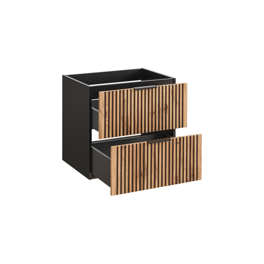 COMAD XILO BLACK WOTAN 82-60-D-2S - Underskab til håndvask XILO 57x60,2 cm sort/Wotan-eg