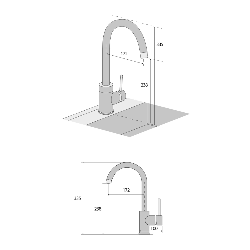 Concept BDG3334BE - Vaskebatteri i granit, 33,5 cm, beige