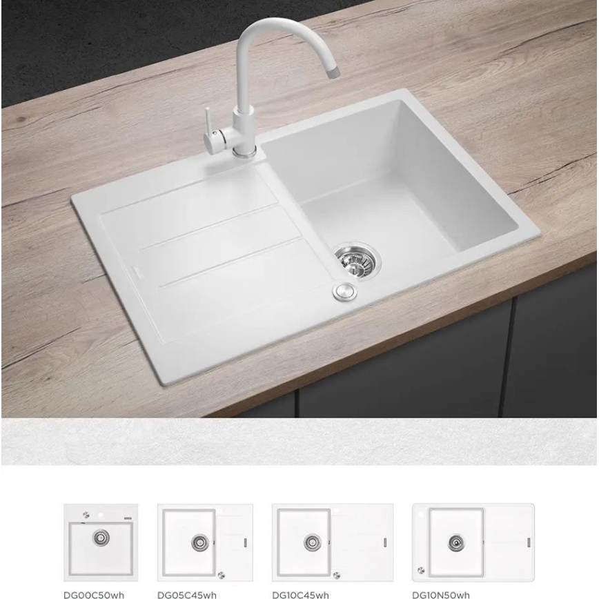 Concept BDG3334WH - Køkkenarmatur 33,5 cm granit/hvid